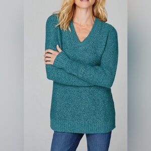 J. Jill Alpaca Teal V-Neck Sweater for Women size S
